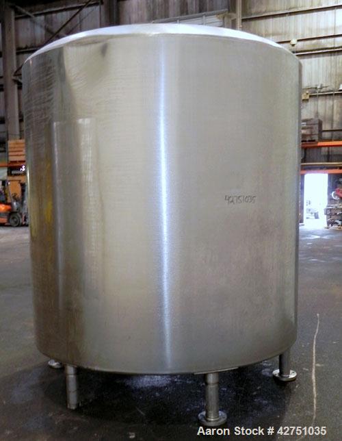 Used Perma-San Tank, 2000 Gallon, Model CVC, 304 Stainless Steel Vertical. 84" Diameter x 80" straight side. Dished top, coned bottom. Openings top (3) 2", 4", 18" man way with cover, side 2". 3" Tri...
