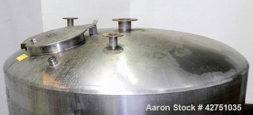 Used Perma-San Tank, 2000 Gallon, Model CVC, 304 Stainless Steel Vertical. 84" Diameter x 80" straight side. Dished top, coned bottom. Openings top (3) 2", 4", 18" man way with cover, side 2". 3" Tri...