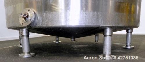 Used Perma-San Tank, 2000 Gallon, Model CVC, 304 Stainless Steel Vertical. 84" Diameter x 80" straight side. Dished top, coned bottom. Openings top (3) 2", 4", 18" man way with cover, side 2". 3" Tri...