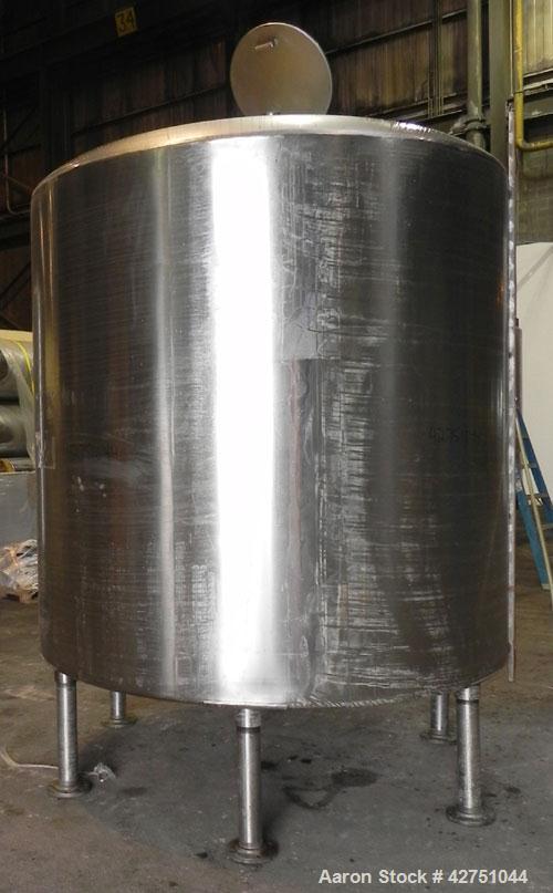 Used Perma-San Tank, 2000 Gallon, Model CVC, 304 Stainless Steel Vertical. 84" Diameter x 80" straight side. Dished top, coned bottom. Openings top 2", 18" man way with cover, side 2". 3" Tri-clamp c...