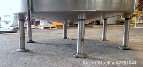 Used Perma-San Tank, 2000 Gallon, Model CVC, 304 Stainless Steel Vertical. 84" Diameter x 80" straight side. Dished top, coned bottom. Openings top 2", 18" man way with cover, side 2". 3" Tri-clamp c...