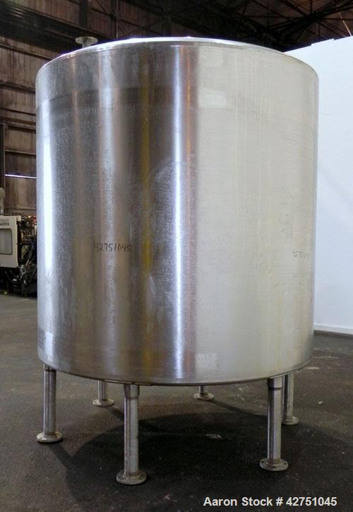 Used Perma-San Tank, 2000 Gallon, Model CVC, 304 Stainless Steel Vertical. 84" Diameter x 80" straight side. Dished top, coned bottom. Openings top 2", 4", 18" man way with cover, side 2". 3" Tri-cla...