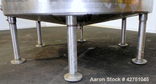 Used Perma-San Tank, 2000 Gallon, Model CVC, 304 Stainless Steel Vertical. 84" Diameter x 80" straight side. Dished top, coned bottom. Openings top 2", 4", 18" man way with cover, side 2". 3" Tri-cla...