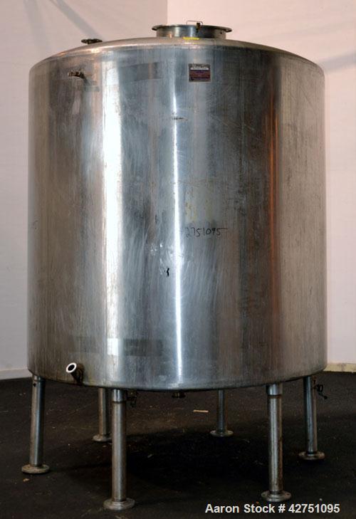 Used Perma-San Tank, 2000 Gallon, Model CVC, 316 Stainless Steel Vertical. 84” Diameter x 80” straight side. Dished top, coned bottom. Openings top 2”, 4”, 18” man way with cover, side 2”. 3” Center ...