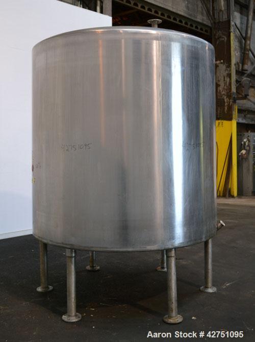 Used Perma-San Tank, 2000 Gallon, Model CVC, 316 Stainless Steel Vertical. 84” Diameter x 80” straight side. Dished top, coned bottom. Openings top 2”, 4”, 18” man way with cover, side 2”. 3” Center ...
