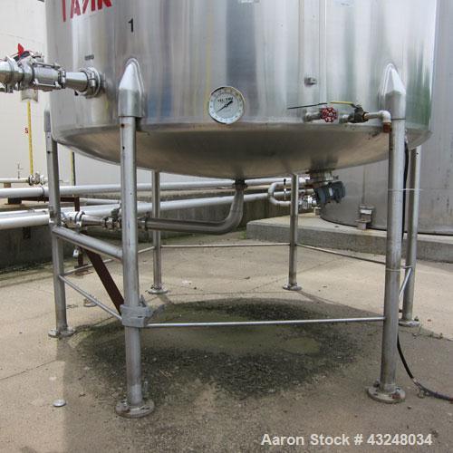Used Perma-San Tank, 3000 Gallon, Model CVC, Stainless Steel, Vertical. Approximate 80” diameter x 142” straight side. Flat top, dished bottom. Top man way, 2-1/2” threaded center bottom outlet. Moun...
