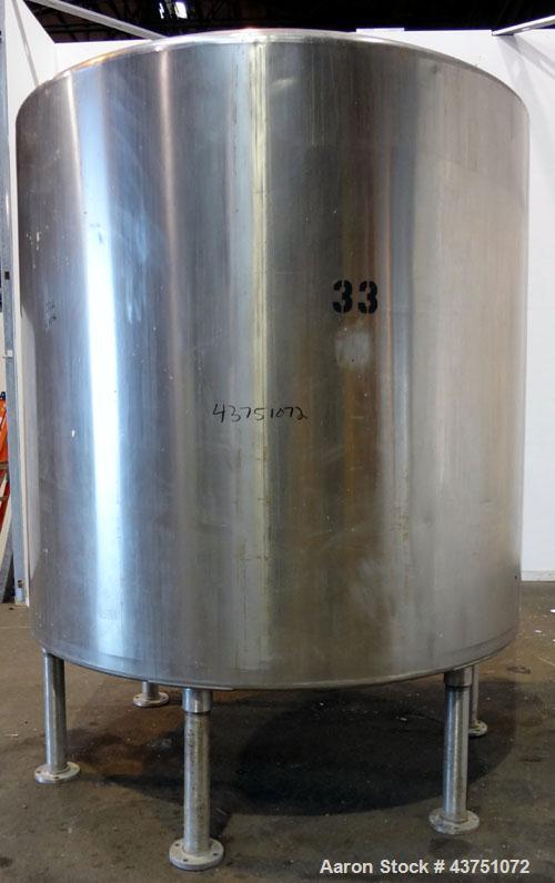 Used Perma-San Tank, 2000 Gallon, Model 2000 CVC, 304 Stainless Steel, Vertical. 84" Diameter x 80" straight side. Dished top, coned bottom. Openings top 2”, 4”, 18” man way with cover, side 2”. 3" C...