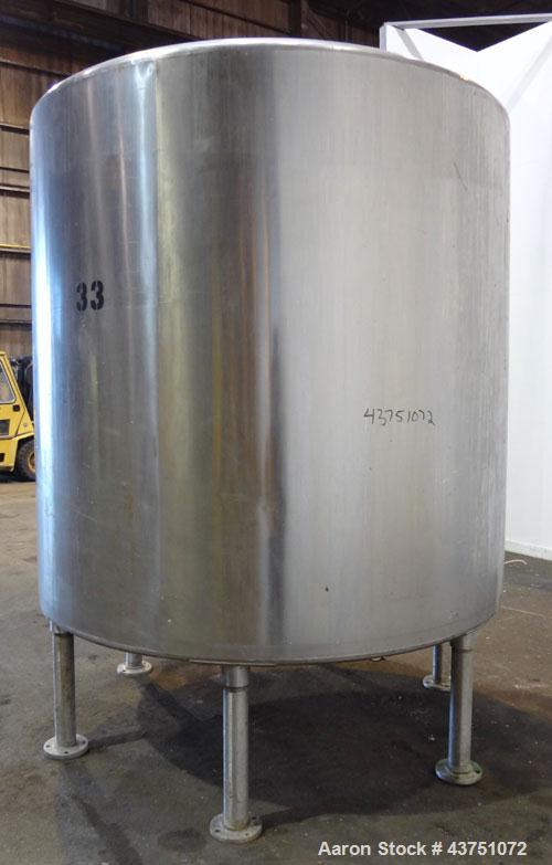Used Perma-San Tank, 2000 Gallon, Model 2000 CVC, 304 Stainless Steel, Vertical. 84" Diameter x 80" straight side. Dished top, coned bottom. Openings top 2”, 4”, 18” man way with cover, side 2”. 3" C...