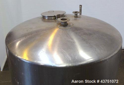 Used Perma-San Tank, 2000 Gallon, Model 2000 CVC, 304 Stainless Steel, Vertical. 84" Diameter x 80" straight side. Dished top, coned bottom. Openings top 2”, 4”, 18” man way with cover, side 2”. 3" C...