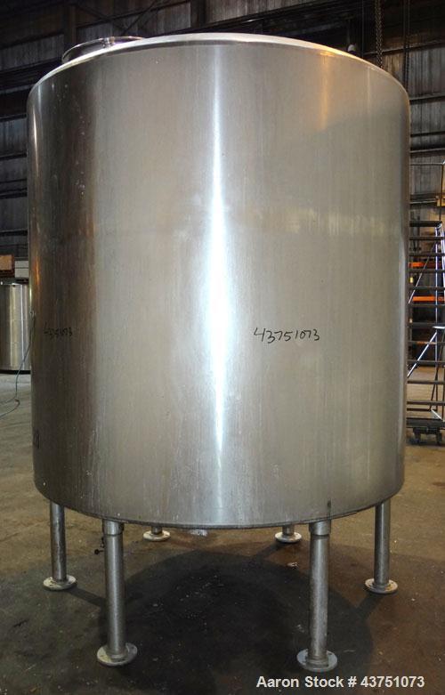 Used Perma-San Tank, 2000 Gallon, Model 2000 CVC, 304 Stainless Steel, Vertical. 84" Diameter x 80" straight side. Dished top, coned bottom. Openings top 2”, 4”, 18” man way with cover, side 2”. 3" C...