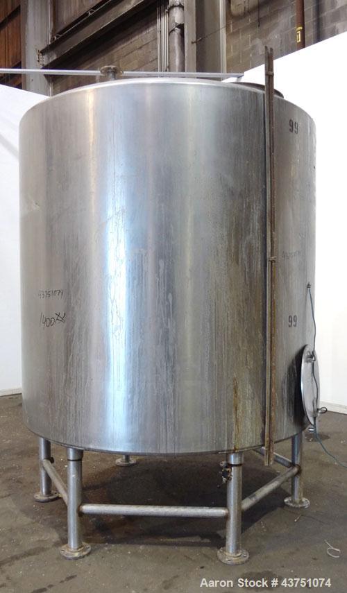 Used Perma-San Tank, 2000 Gallon, Model 2000 CVC, 304 Stainless Steel, Vertical. 84" Diameter x 80" straight side. Dished top, coned bottom. Openings top 2”, 4”, 18” man way with cover, side 2”. 3" C...