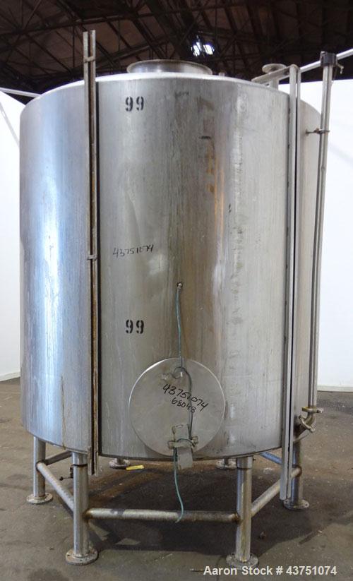 Used Perma-San Tank, 2000 Gallon, Model 2000 CVC, 304 Stainless Steel, Vertical. 84" Diameter x 80" straight side. Dished top, coned bottom. Openings top 2”, 4”, 18” man way with cover, side 2”. 3" C...
