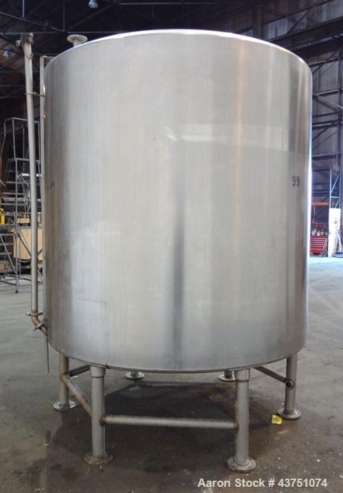 Used Perma-San Tank, 2000 Gallon, Model 2000 CVC, 304 Stainless Steel, Vertical. 84" Diameter x 80" straight side. Dished top, coned bottom. Openings top 2”, 4”, 18” man way with cover, side 2”. 3" C...