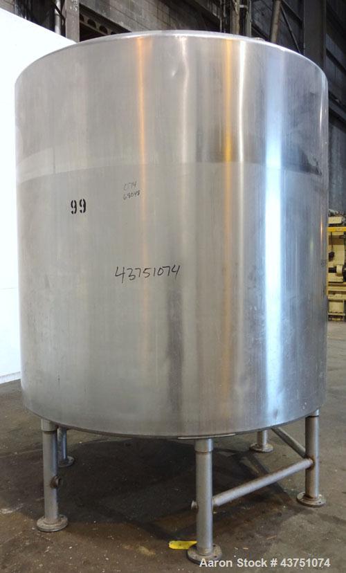 Used Perma-San Tank, 2000 Gallon, Model 2000 CVC, 304 Stainless Steel, Vertical. 84" Diameter x 80" straight side. Dished top, coned bottom. Openings top 2”, 4”, 18” man way with cover, side 2”. 3" C...