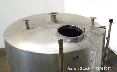 Used Perma-San Tank, 2000 Gallon, Model 2000 CVC, 304 Stainless Steel, Vertical. 84" Diameter x 80" straight side. Dished top, coned bottom. Openings top 2”, 4”, 18” man way with cover, side 2”. 3" C...