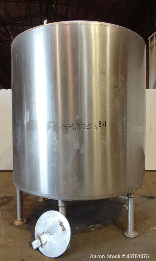 Used Perma-San Tank, 2000 Gallon, Model 2000 CVC, 304 Stainless Steel, Vertical. 84" Diameter x 80" straight side. Dished top, coned bottom. Openings top 2”, 4”, 18” man way with cover, side 2”. 3" C...