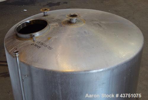 Used Perma-San Tank, 2000 Gallon, Model 2000 CVC, 304 Stainless Steel, Vertical. 84" Diameter x 80" straight side. Dished top, coned bottom. Openings top 2”, 4”, 18” man way with cover, side 2”. 3" C...