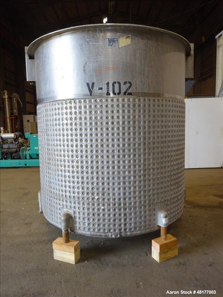 Used- Perma-San Jacketed Mix Tank, 2,500 Gallon, 304 Stainless Steel, Vertical.