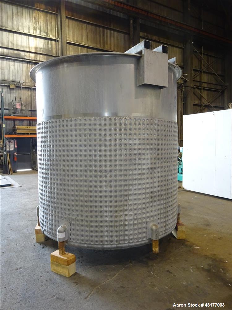 Used Perma-San Jacketed Mix Tank, 2,500 Gallon, 304 Stainless Steel, Vertical.