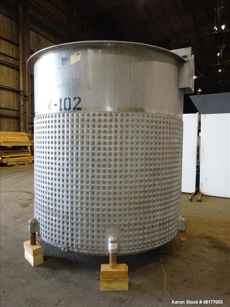 Used Perma-San Jacketed Mix Tank, 2,500 Gallon, 304 Stainless Steel, Vertical.