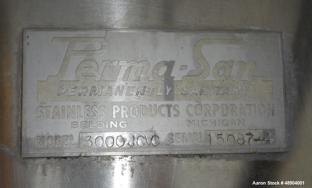 Used Perma San Cooker/Cooler Jacketed Tank, 3000 Gallon, Stainless Steel, Verti