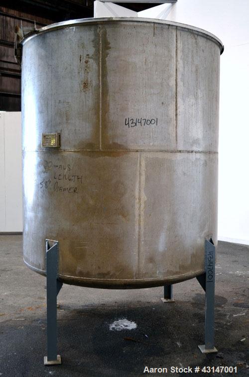 Used Pfaudler Permutit Canada Tank, 1000 Imperial Gallons (1200 US Gallons), 304 Stainless Steel, Vertical. 68’’ Diameter x 70’’ straight side. Flat open top with a 1 piece 1/4 hinged cover, dished b...