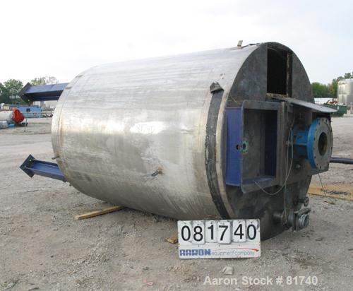 Used Pierre Guerin Jacketed Mix Tank, 2800 Gallon, 304 Stainless Steel, Vertical. 86" diameter x 110" straight side. Flat top, slight coned bottom with stainless steel channel jacket. Carbon steel ag...