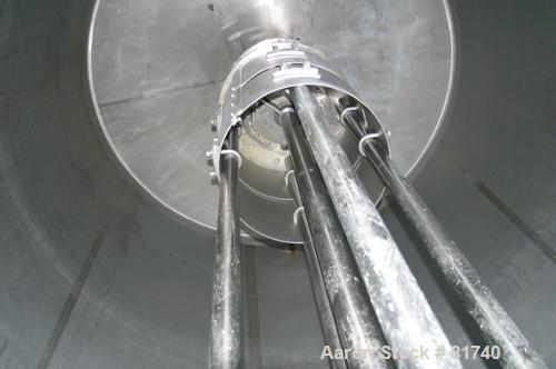 Used Pierre Guerin Jacketed Mix Tank, 2800 Gallon, 304 Stainless Steel, Vertical. 86" diameter x 110" straight side. Flat top, slight coned bottom with stainless steel channel jacket. Carbon steel ag...