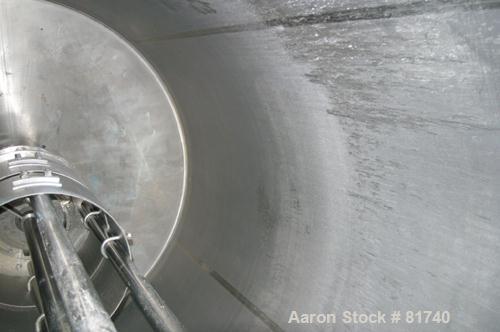 Used Pierre Guerin Jacketed Mix Tank, 2800 Gallon, 304 Stainless Steel, Vertical. 86" diameter x 110" straight side. Flat top, slight coned bottom with stainless steel channel jacket. Carbon steel ag...