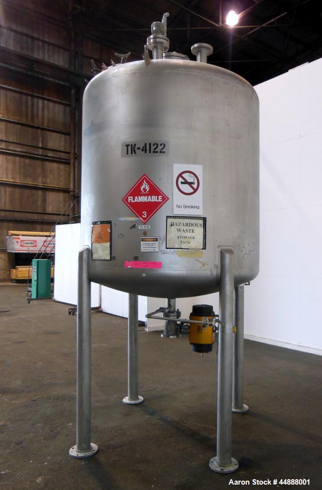 Used Precision Stainless Pressure Tank, 1000 Gallon, 304L Stainless Steel, Vertical. 66" Diameter x 60" straight side, dished top and bottom. Internal rated 25 psi at -20 to 350 degrees F., vacuum de...