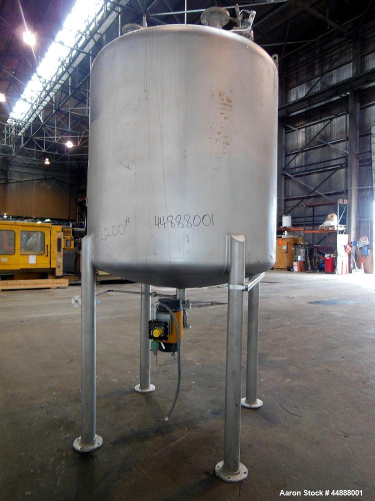 Used Precision Stainless Pressure Tank, 1000 Gallon, 304L Stainless Steel, Vertical. 66" Diameter x 60" straight side, dished top and bottom. Internal rated 25 psi at -20 to 350 degrees F., vacuum de...