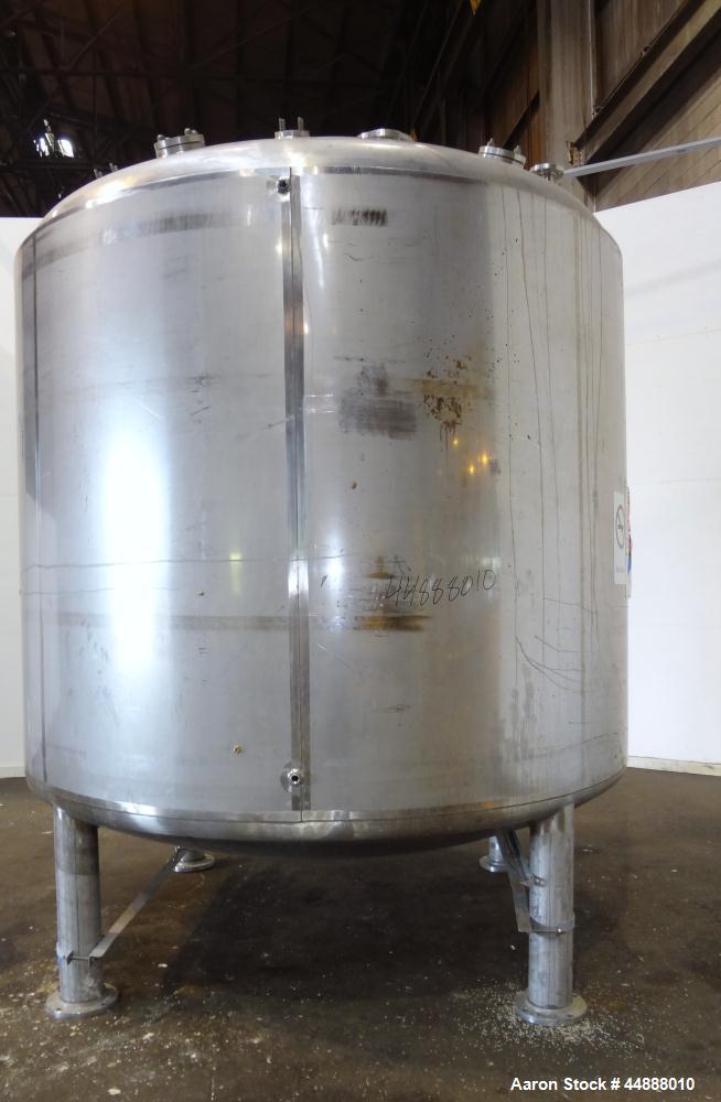 Used Precision Stainless Pressure Tank, 4000 Gallon, 304L Stainless Steel, Vertical. 108" Diameter x 88" straight side, dished top and bottom. Internal rated 15 psi at -20 to 225 degrees F., vacuum d...