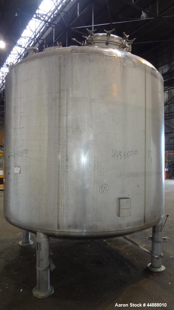 Used Precision Stainless Pressure Tank, 4000 Gallon, 304L Stainless Steel, Vertical. 108" Diameter x 88" straight side, dished top and bottom. Internal rated 15 psi at -20 to 225 degrees F., vacuum d...