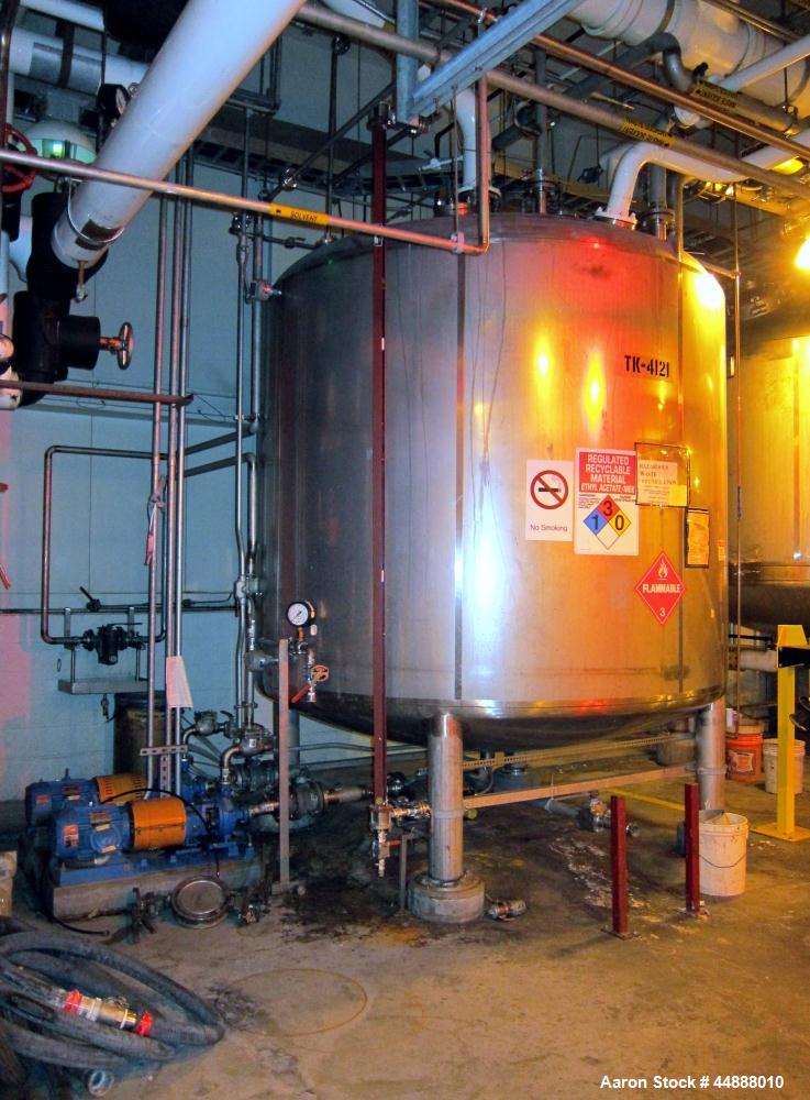Used Precision Stainless Pressure Tank, 4000 Gallon, 304L Stainless Steel, Vertical. 108" Diameter x 88" straight side, dished top and bottom. Internal rated 15 psi at -20 to 225 degrees F., vacuum d...