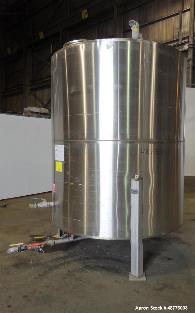 Used Precision Tank, Approximately 2200 Gallon, 304 Stainless Steel, Vertical.