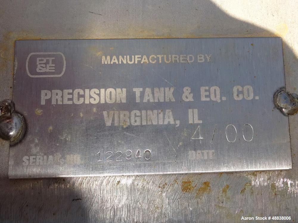 Used- Precision Tank And Equipment Company Tank, Approximate 2,200 Gallon, 304 S