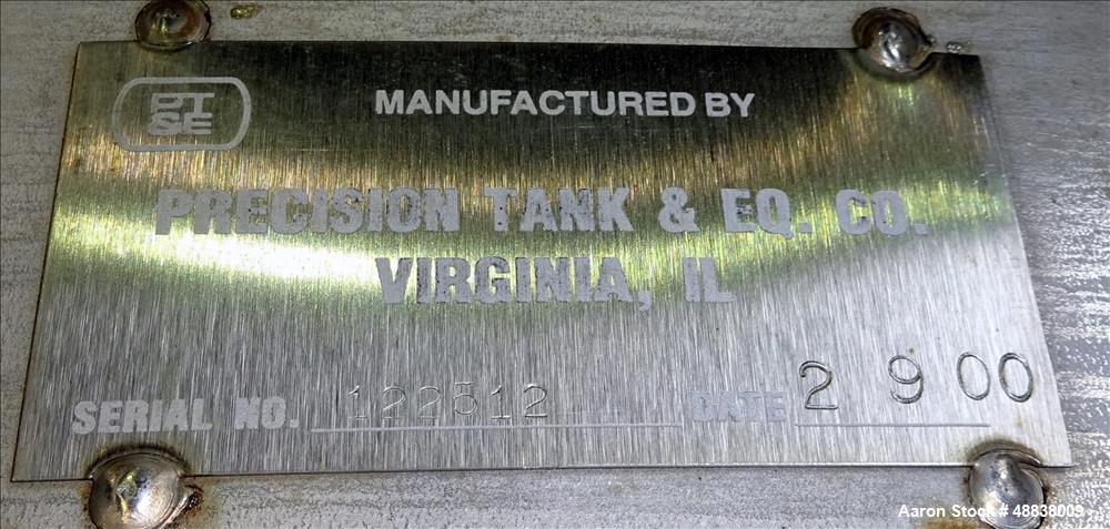 Used Precision Tank And Equipment Company Tank, 304 Stainless Steel, Approximat