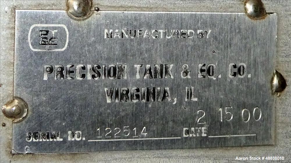 Used Precision Tank And Equipment Company Tank, 304 Stainless Steel, Approximat
