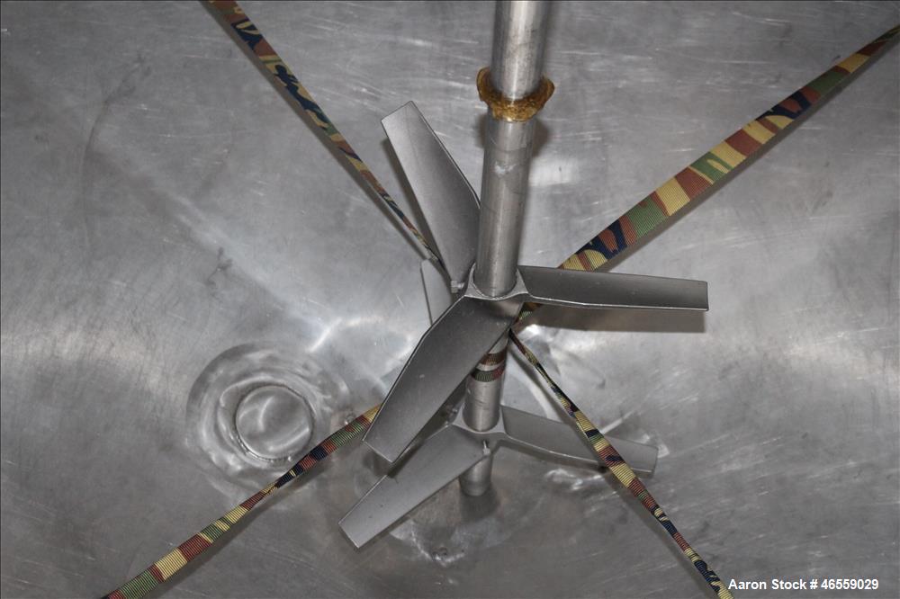 Used Precision Stainless Mixing Tank, 1,500 Gallon, 316 Stainless Steel, Vertical. Approximate 74" diameter x 80" straight side. Dished top, cone Bottom. Top entering Lightnin agitator, model N33G 30...