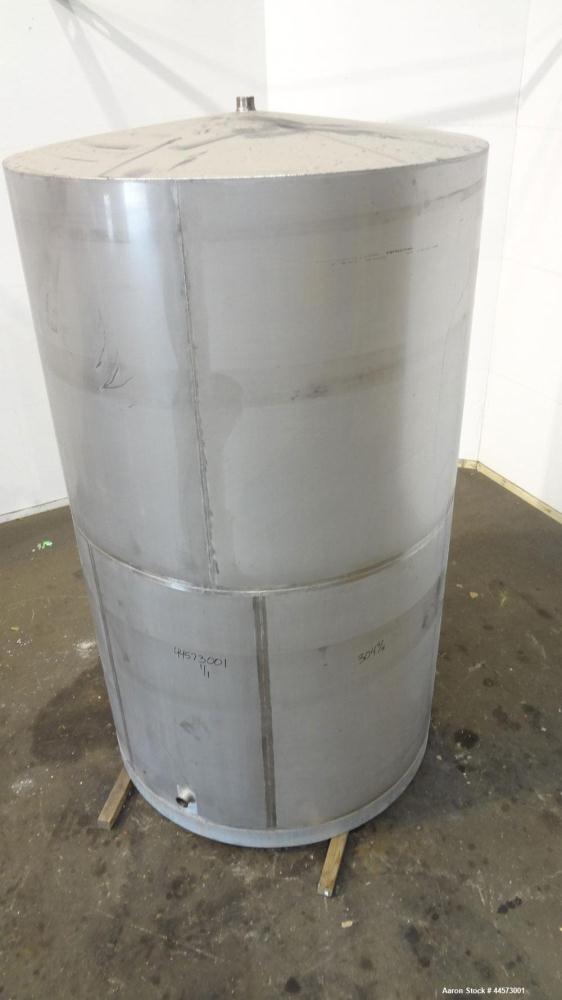 Used REC Industries Tank, 3965 Gallon, 304 Stainless Steel, Vertical, Model 3000.90.144.S.T4.  Approximately 90" diameter x 144" straight side, cone top, flat bottom.  Openings:  top 3-1/2" threaded,...