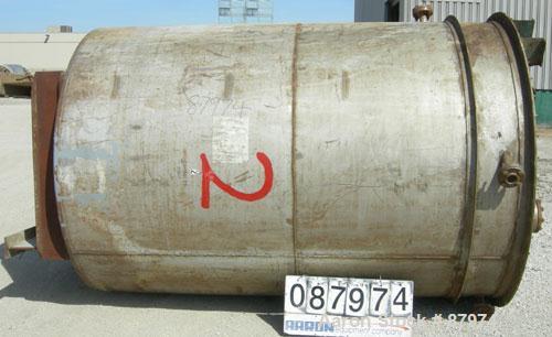 Used- R.D. Cole Manufacturing Tank, 2300 gallon, 304 stainless steel, vertical. 78" diameter x 114" straight side, flat top ...