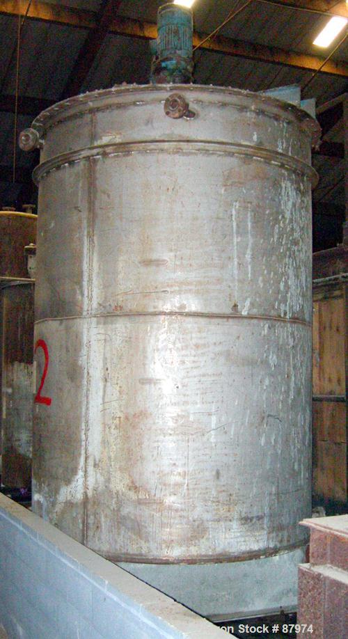 Used- R.D. Cole Manufacturing Tank, 2300 gallon, 304 stainless steel, vertical. 78" diameter x 114" straight side, flat top ...