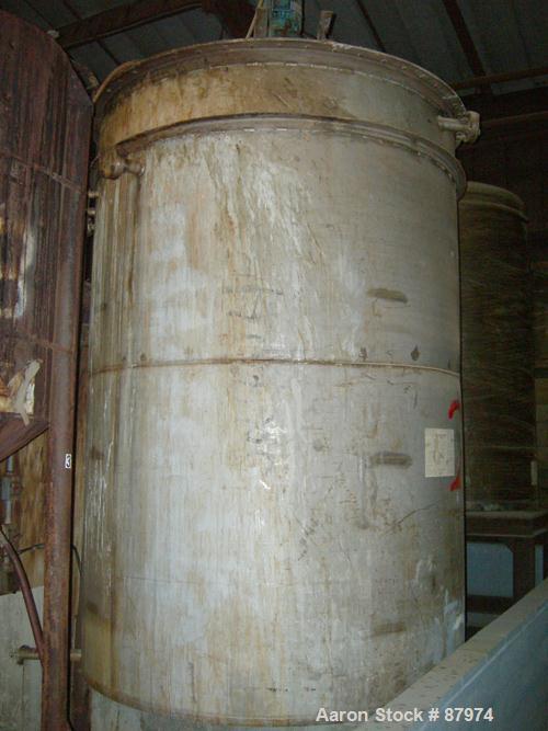 Used R.D. Cole Manufacturing Tank, 2300 gallon, 304 stainless steel, vertical. 78" diameter x 114" straight side, flat top with a bolt on cover with a 18'' x 36'' hinged cover, flat bottom. Carbon st...