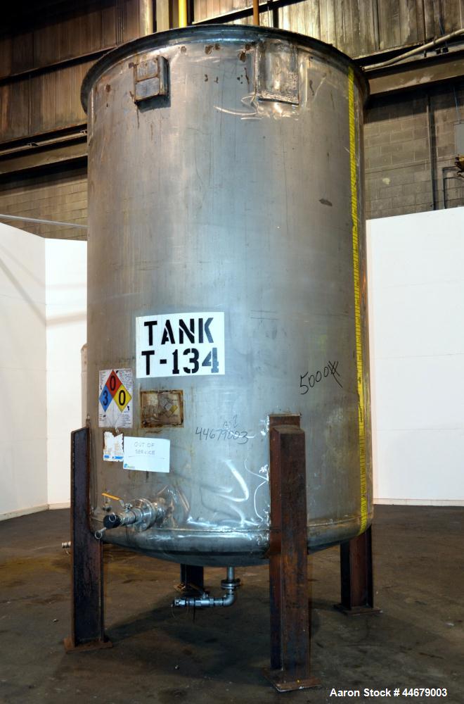 Used RECO Richmond Engineering Company Tank, 3170 Gallon, 304 Stainless Steel, Vertical. Approximate 84" diameter x 122" straight side, flat top with a 1/4 hinged cover, dished bottom. Internal rated...