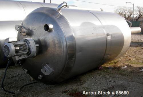 Used Reimelt Pressure Tank, 1981 Gallon (7500 Liter), 304 Stainless Steel, Vertical. 72" diameter x 124" straight side, dished top, coned bottom. Internal rated 13 PSI at 122 Degrees F. Top entering ...
