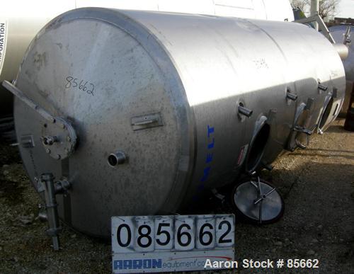 USED: Reimelt pressure tank, 1849 gallon (7000 liter), 304 stainless steel, vertical. 64" diameter x 138" straight side, dished top, coned bottom. Internal rated 13 psi at 122 deg F. (6) Side enterin...