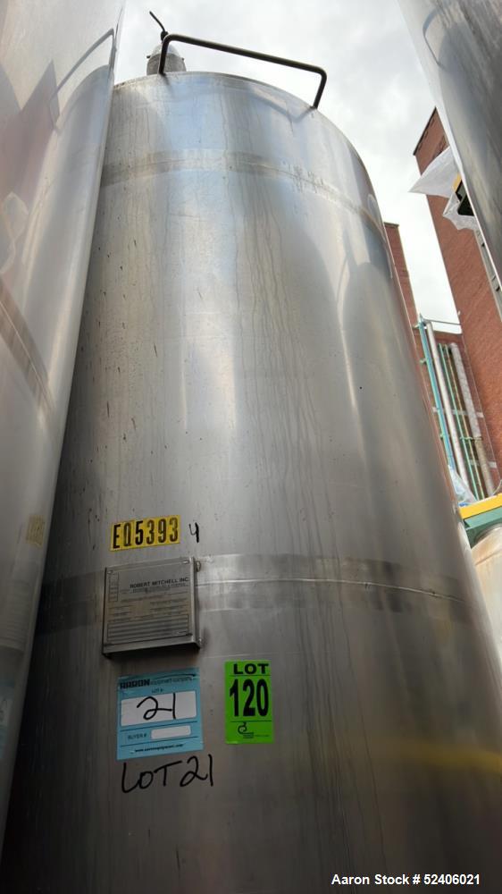 Used Robert Mitchell Jacketed Tank, Approximate 1150 Gallon, 304 Stainless Steel
