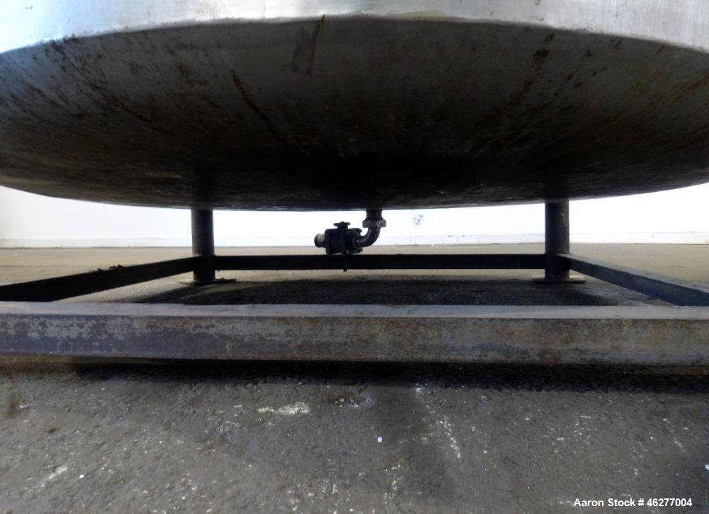 Used San-I-Tanks Tank, Approximately 1,150 Gallons, 304 Stainless Steel, Vertical. Approximately 64" diameter x 81-1/2" straight side. Flat top, sloped bottom. 1-1/2" Off-center bottom outlet. Mounte...