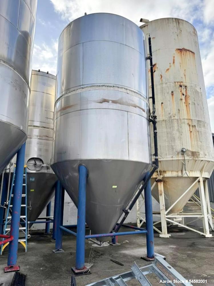 Used Santa Rosa 4,650 Gallon (150 BBL) Stainless Steel Jacketed Fermenter Tank – Vertical Cone Bottom Fermentation Vessel