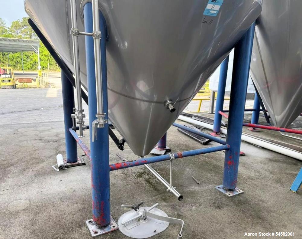 Used Santa Rosa 4,650 Gallon (150 BBL) Stainless Steel Jacketed Fermenter Tank – Vertical Cone Bottom Fermentation Vessel